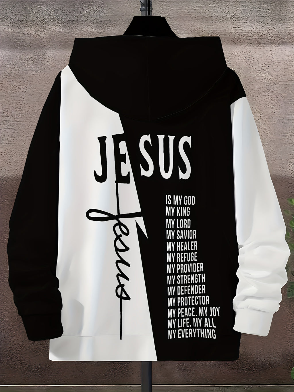 Christian Faith Zip-Up Hooded Sweatshirt with Jesus is My God & Bible Verse Back Print - Full-Zip Front Closure, Casual Church Wear, Men's & Women's Religious Apparel, Machine Washable Full-Zip Hoodie for Everyday Faith Expre - The Superior Findings Depot
