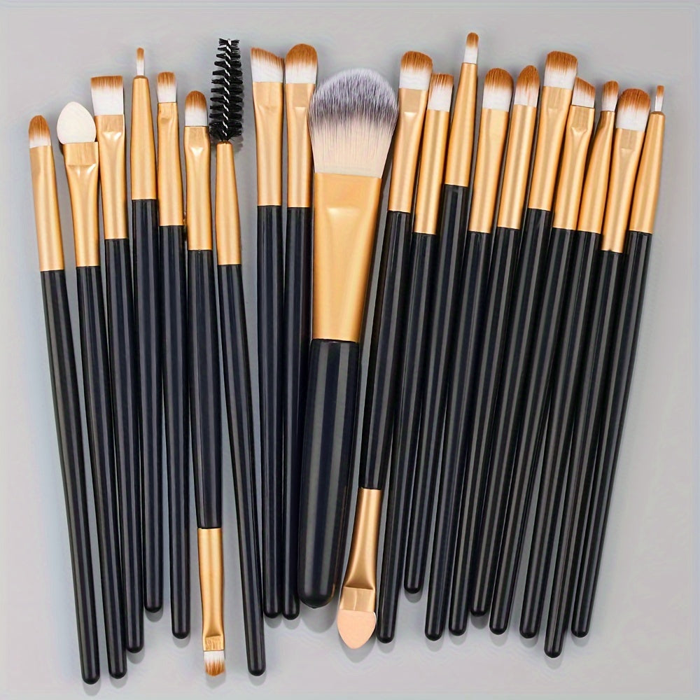 20-Piece Hypoallergenic Makeup Brush Set with Nylon Bristles - Luxe Palm Brushes for Foundation, Blush, Eye Shadow, Eyebrow, & Lip, All Skin Types, ABS Rod - Professional & Beginner Kit, Travel-Friendly - The Superior Findings Depot