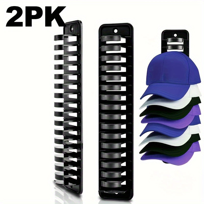 1 Wall-Mounted Hat Rack - 16-Hat Capacity No-Nail Adhesive