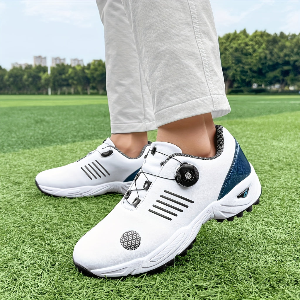Men's Lightweight Golf Shoes with All-Day Traction - Breathable Synthetic & Rubber Sole for Grass Courses, Casual Wear & Outdoor Sports - White/Black Design, Casual Wear Shoes | Casual Athletic Design | Durable Rubber Sole, G