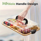 1pc Cheese Tray with Transparent Acrylic Cover | Portable Deli Platter for Camping, Parties, Restaurants | Ideal for Holiday Appetizers, Delicatessen and Snack Serving, Backs as Cutting Board, Party Snack Organizer, Safe Snap - The Superior Findings Depot