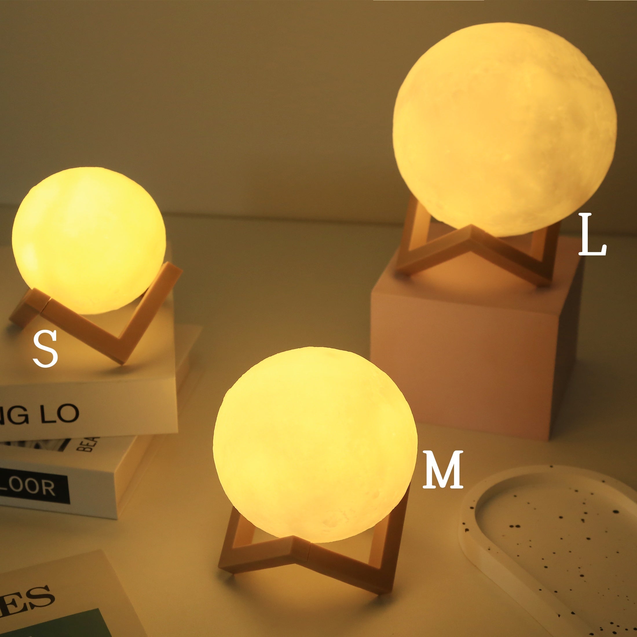 1pc 8/10/12cm LED Night Light 3D Printing Moon Light Star Light 7 Color Bedroom Decoration Night Light Shop Booth Decoration Hotel Bedside Table Decoration Bar Decoration Gift for hotel/catering/event holding - The Superior Findings Depot