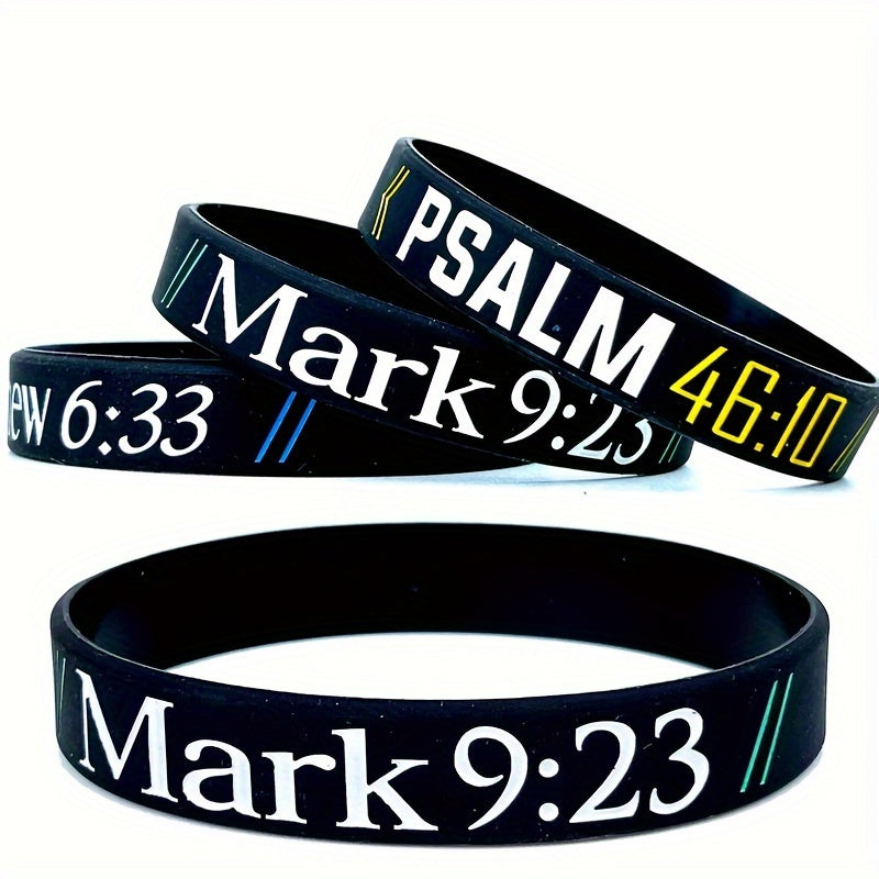 Silicone Wristbands with Inspirational Bible Verses - Black Religious Faith Bracelets for Men & Women, Motivational Scripture Quotes, Durable Comfort Fit for Daily Wear & Spiritual Encouragement, Faith Accessories, Spiritual - The Superior Findings Depot
