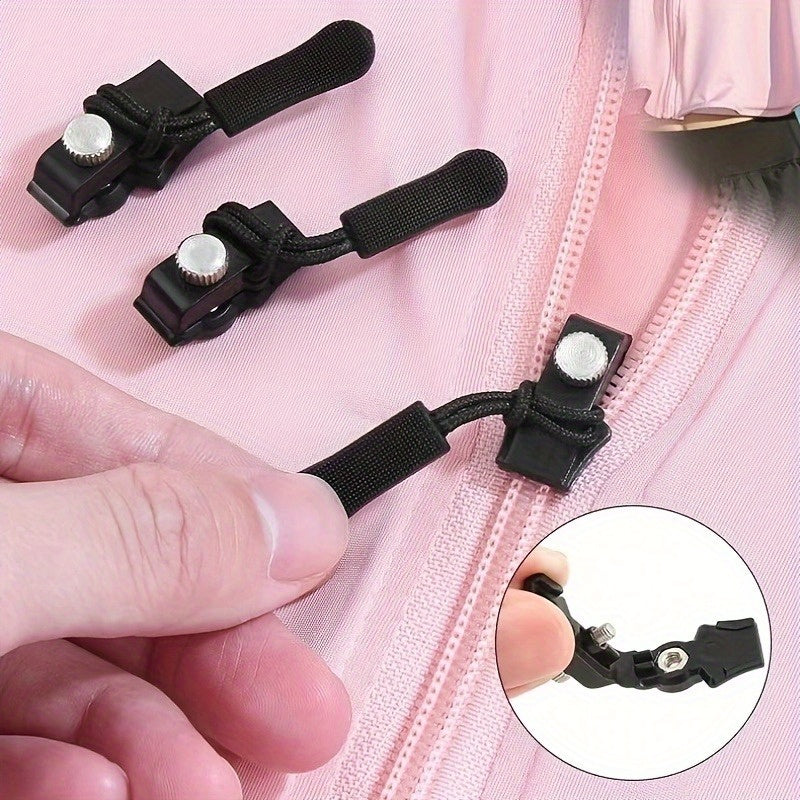 Set of 6 Universal Black Zipper Replacements - Detachable No Sewing