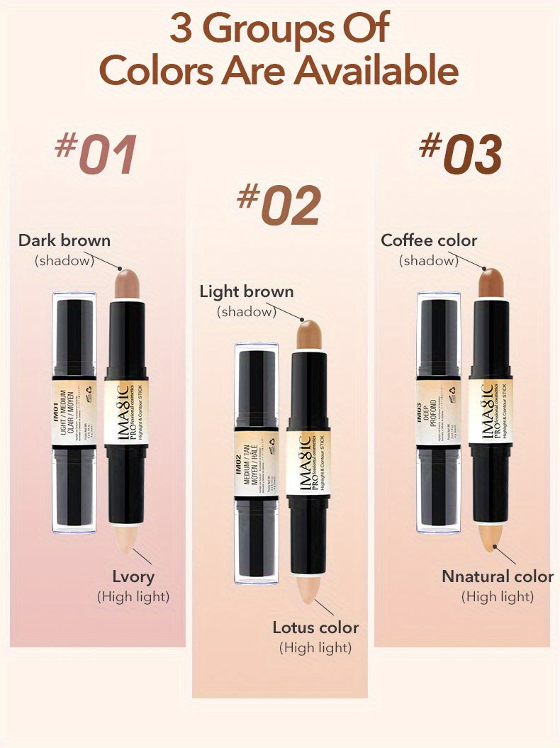 IMAN OF MAGIC Dual-Ended Concealer & Contour Stick - Waterproof, Natural Finish for All Skin Tones | Highlights & Conceals Blemishes, Dark Circles, Shadows Nose & Cheeks | Versatile Makeup Stick with Pink & Brown Shades - The Superior Findings Depot
