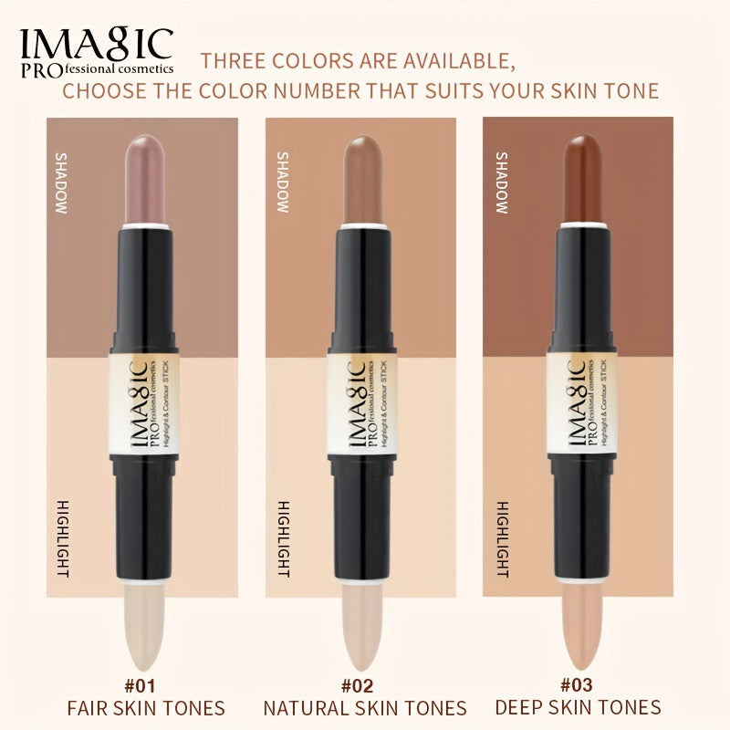 IMAN OF MAGIC Dual-Ended Concealer & Contour Stick - Waterproof, Natural Finish for All Skin Tones | Highlights & Conceals Blemishes, Dark Circles, Shadows Nose & Cheeks | Versatile Makeup Stick with Pink & Brown Shades - The Superior Findings Depot