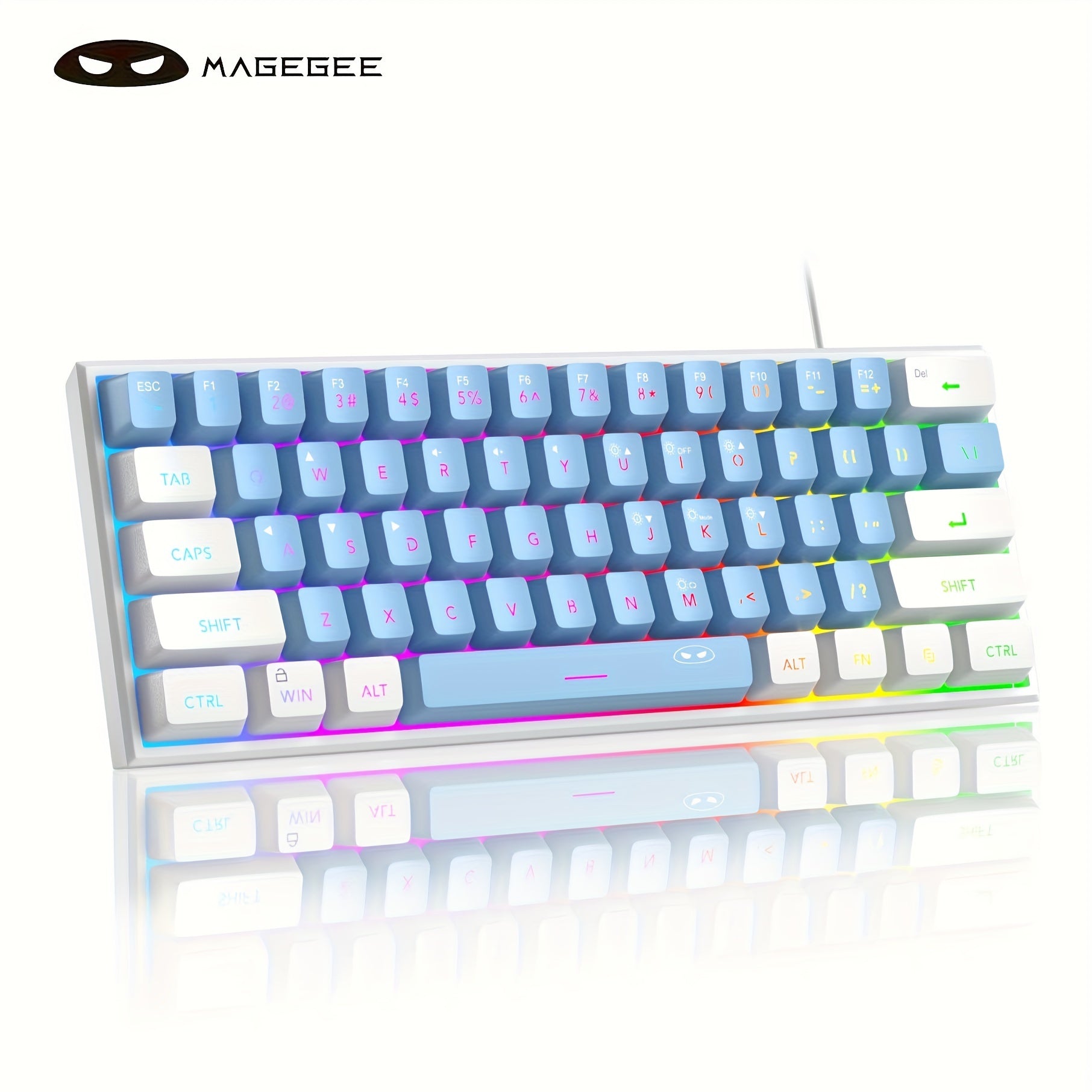MageGee Mini 60% Gaming/Office Keyboard, Keycap Type Wired RGB Backlit Compact Computer Keyboard for Windows/Mac/Laptop, Laptop Accessory, Modern Keyboard, Sturdy Construction, Adjustable Lighting, Students - The Superior Findings Depot