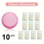 10pcs Long-Lasting Aromatherapy Air Freshener Refills with Extra Shells - Solid Deodorizer Tablets in Cherry Blossom, Rose & Lavender Scents for Home, Car, Bathroom, Bedroom, Wardrobe & Toilet Odor Elimination, Car Perfume Ai - The Superior Findings Depot