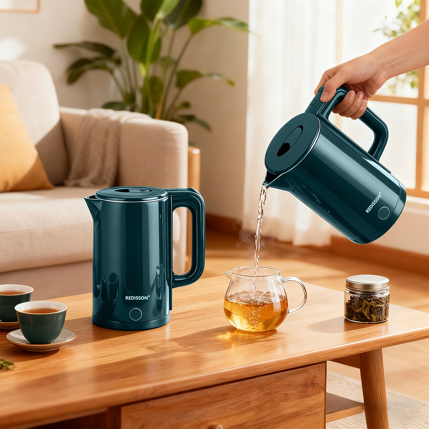 Electric Kettle Quiet, Double Wall Hot Water Boiler BPA-Free, Quiet Boil And Cool Touch Tea Kettle, Cordless with Auto Shut-Off & Boil Dry Protection, 1500W Fast Boiling, Stylish Kitchenware, Reliable Performance, Sturdy Inte - The Superior Findings Depot