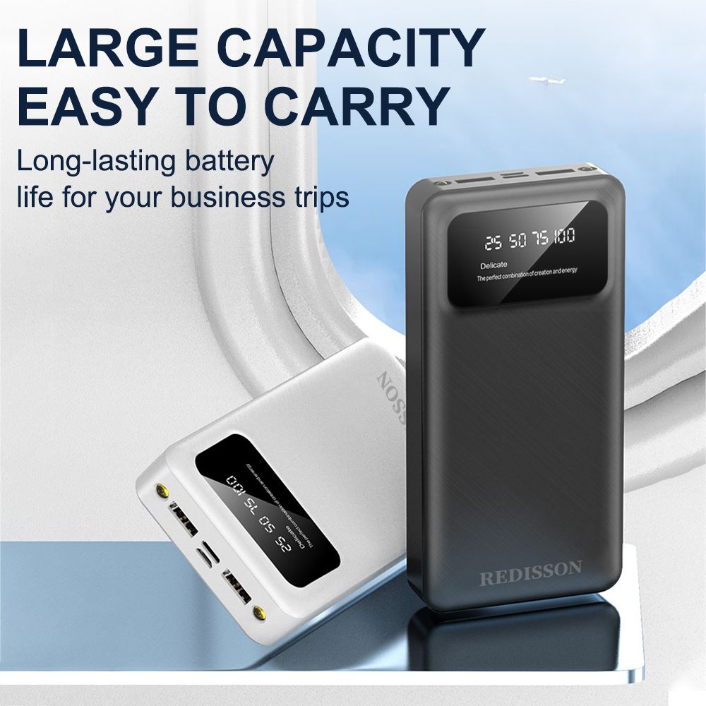 REDISSON Portable Power Bank with LED Display - Fast Charging USB-C Portable Charger, Slim Compact Design, Wireless Charging, Built-in Flashlight, Compatible with Smartphones, Tablets, Laptops - for Travel, Home, Office, Camp - The Superior Findings Depot