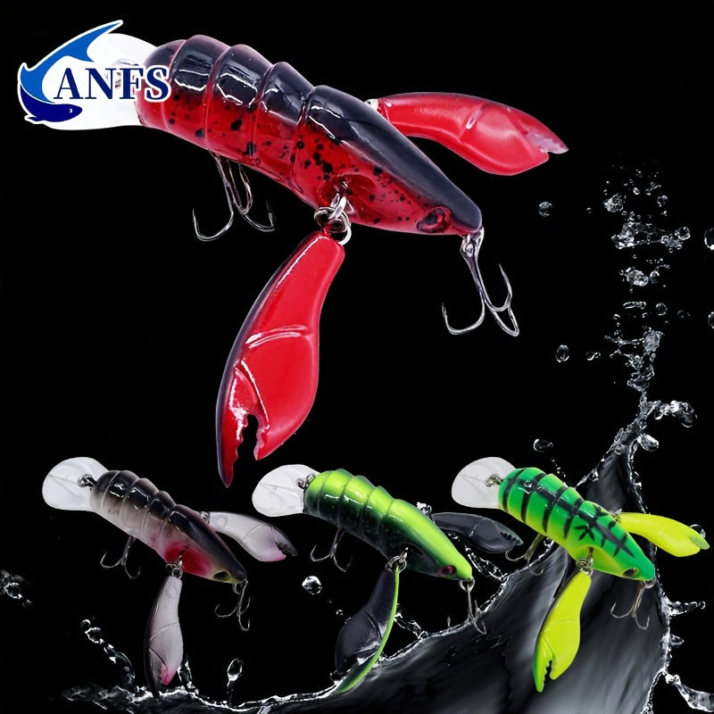 1pc ANFS Jointed Craw Lure - Realistic Artificial Fishing Bait with Multiple Hooks, Vibrant Red & Black Design, Durable ABS Material for Bass, Walleye, Crappie - Ideal for Christmas, Valentine'S Day, Father'S Day Gifts, Bass - The Superior Findings Depot