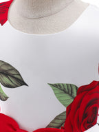 Girls Princess Dress - Floral Print Bowknot Formal Pageant Gown