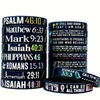Silicone Wristbands with Inspirational Bible Verses - Black Religious Faith Bracelets for Men & Women, Motivational Scripture Quotes, Durable Comfort Fit for Daily Wear & Spiritual Encouragement, Faith Accessories, Spiritual - The Superior Findings Depot