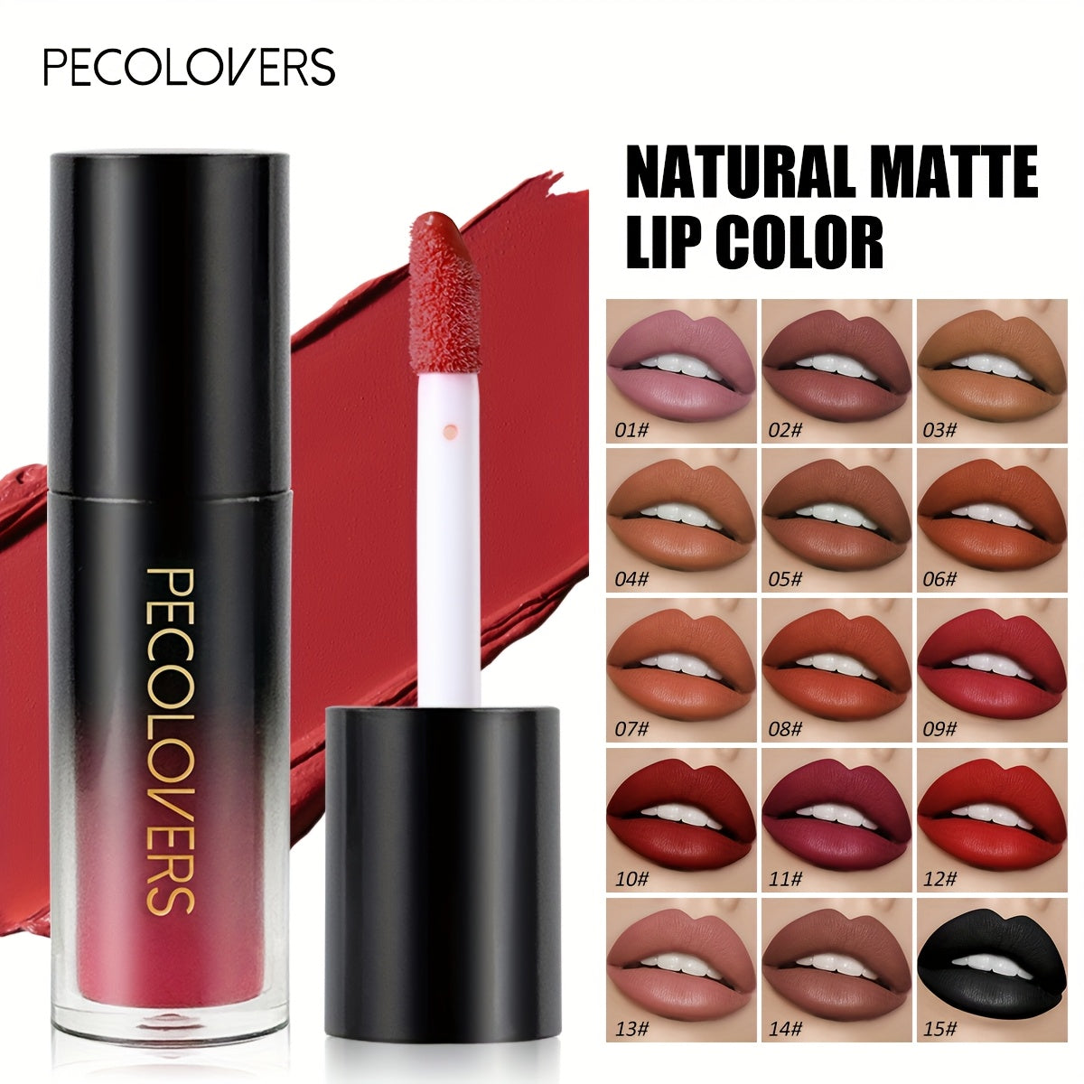 PECOLOVERS Matte Velvet Liquid Lipstick - 18 Colors, Long-Lasting Satin Finish, Creamy Formula for All Light Beige Types, Perfect for Christmas & Everyday Makeup, Everyday Makeup, Sleek Tube Design, Smooth Application - The Superior Findings Depot