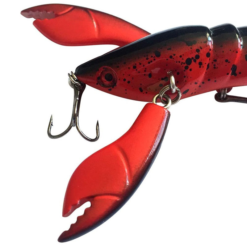1pc ANFS Jointed Craw Lure - Realistic Artificial Fishing Bait with Multiple Hooks, Vibrant Red & Black Design, Durable ABS Material for Bass, Walleye, Crappie - Ideal for Christmas, Valentine'S Day, Father'S Day Gifts, Bass - The Superior Findings Depot