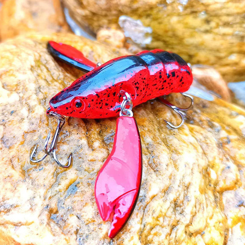 1pc ANFS Jointed Craw Lure - Realistic Artificial Fishing Bait with Multiple Hooks, Vibrant Red & Black Design, Durable ABS Material for Bass, Walleye, Crappie - Ideal for Christmas, Valentine'S Day, Father'S Day Gifts, Bass - The Superior Findings Depot