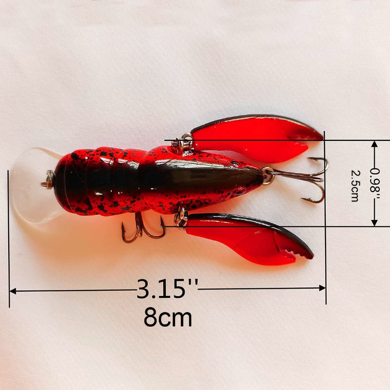 1pc ANFS Jointed Craw Lure - Realistic Artificial Fishing Bait with Multiple Hooks, Vibrant Red & Black Design, Durable ABS Material for Bass, Walleye, Crappie - Ideal for Christmas, Valentine'S Day, Father'S Day Gifts, Bass - The Superior Findings Depot