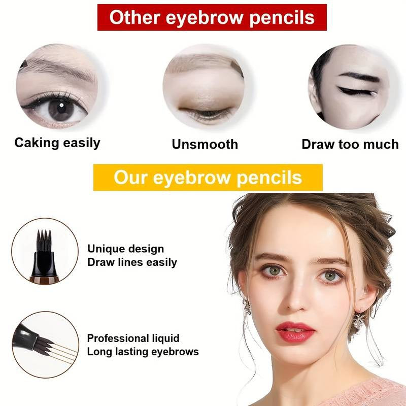 Waterproof Eyebrow Pen, Microblading Eyebrow Pencil With 4 Split Head, Natural Looking Brows Makeup ( 5 Colors ) - The Superior Findings Depot