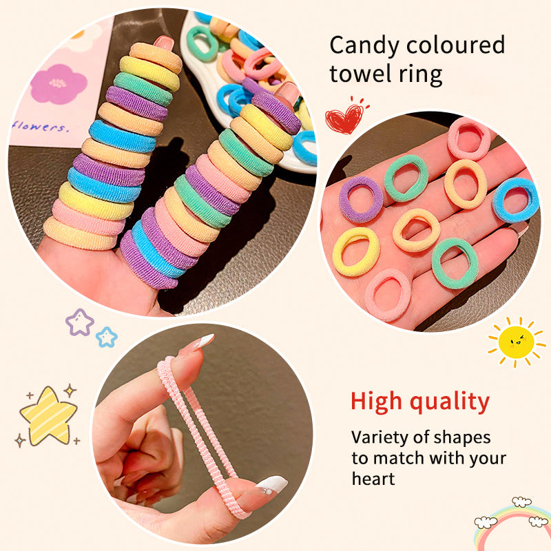 100 Pcs/Bag Children Cute Cartoon Elastic Hair Bands, Girls Lovely Srunchies Rubber Bands, Kid Hair Accessories, Ideal choice for Gifts - The Superior Findings Depot