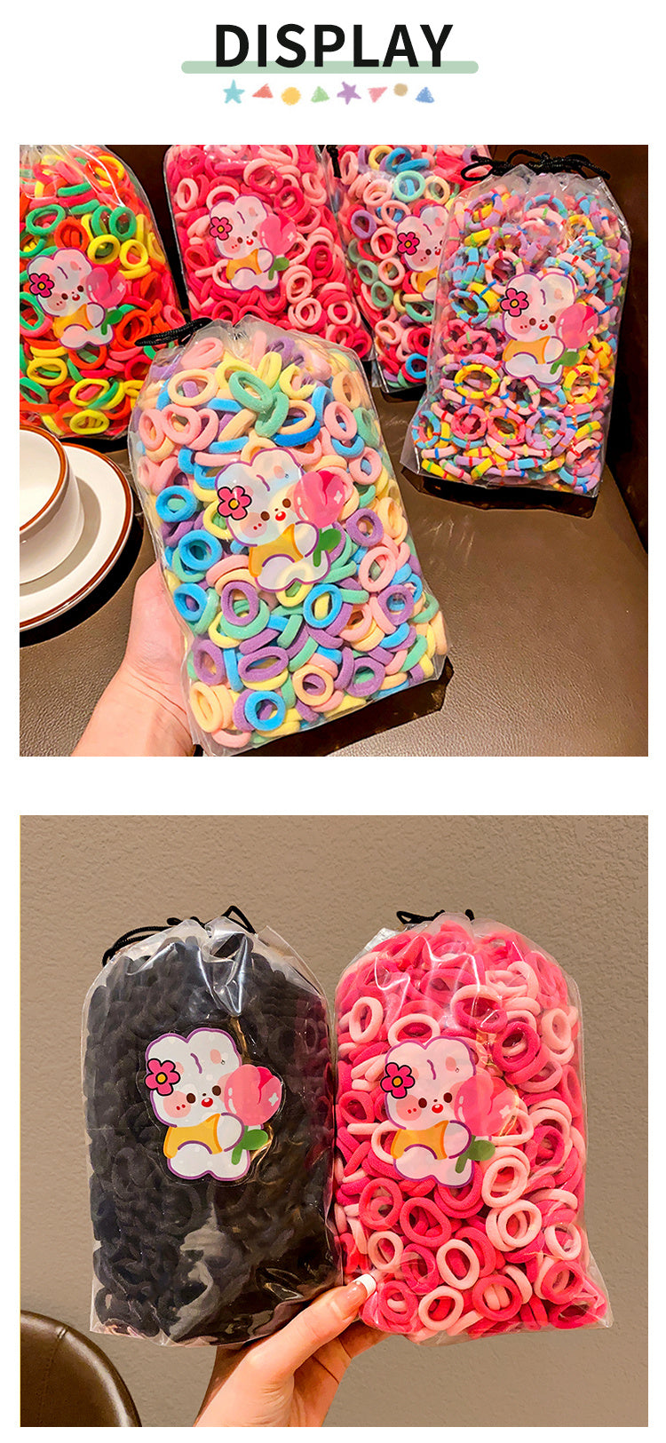 100 Pcs/Bag Children Cute Cartoon Elastic Hair Bands, Girls Lovely Srunchies Rubber Bands, Kid Hair Accessories, Ideal choice for Gifts - The Superior Findings Depot