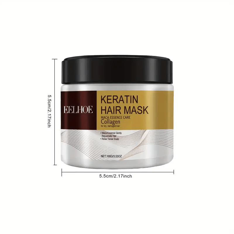 2-Pack Keratin Hair Mask with Maca Essence & Collagen - Hydrating for Smooth Hair, Enhances Vitality & Luster, Infused with Argan Oil, Coconut Oil & Hydrolyzed Keratin, Ideal for Normal Hair Types & for All Styles - The Superior Findings Depot