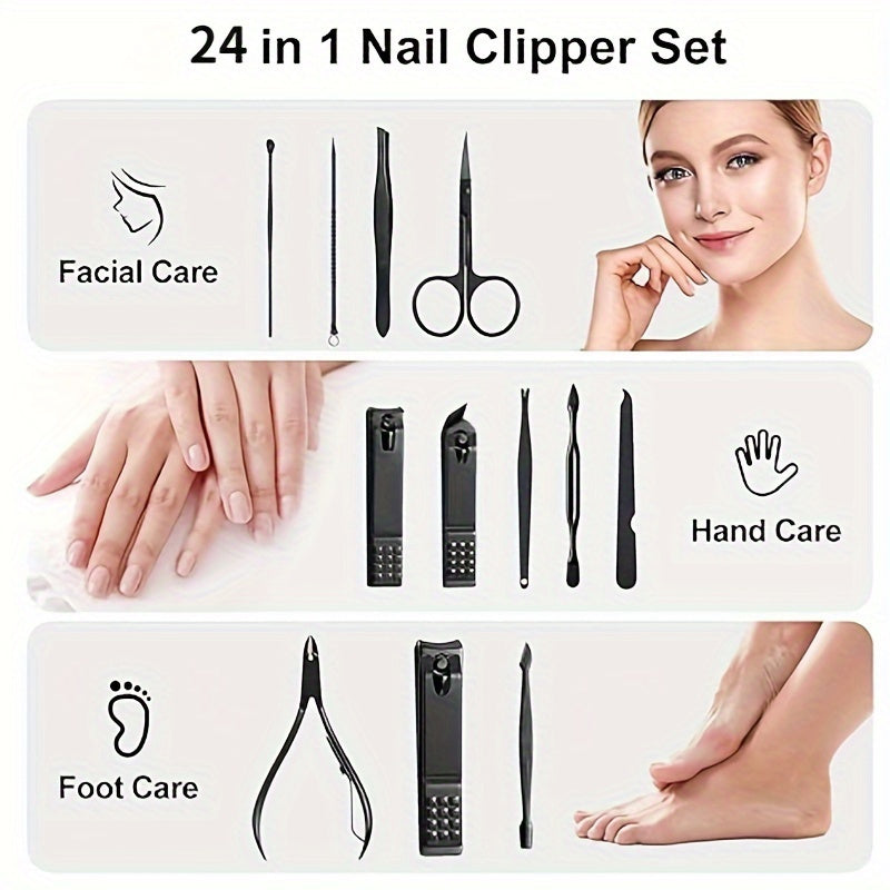 A Set of Nail Clippers And Grooming Tools with 8/15/24pcs, Includes a Portable Travel Case, Clippers, And Scissors, a Professional Foot Nail Trimming Kit, And a Travel Grooming Tool Set. - The Superior Findings Depot