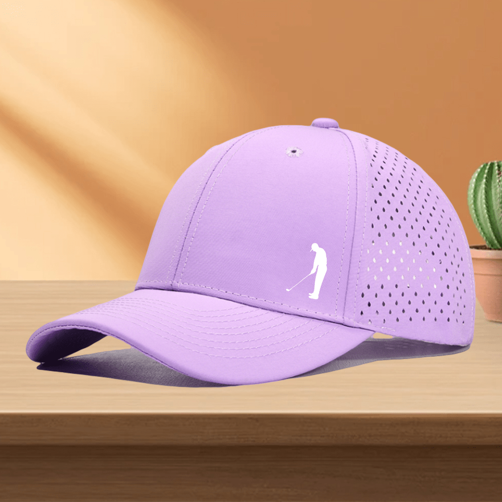 [Ideal Gift] 1pc Men's Quick-Dry Golf Cap with Perforated Mesh Back & Golf Swing Design - Breathable Trucker Hat, Lightweight All-Weather Golf Hat for Golfers, Casual Outfits - Available In, Navy, Olive, Brown, Green, Red, -