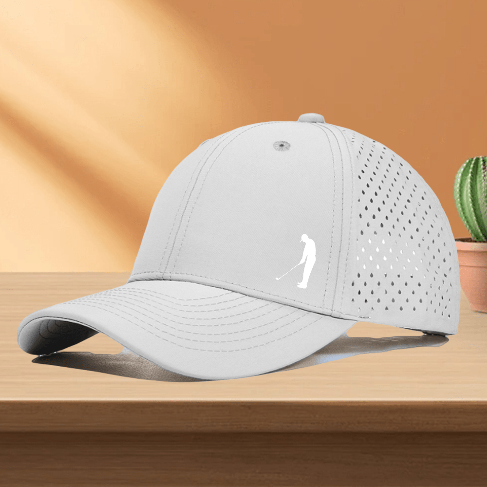[Ideal Gift] 1pc Men's Quick-Dry Golf Cap with Perforated Mesh Back & Golf Swing Design - Breathable Trucker Hat, Lightweight All-Weather Golf Hat for Golfers, Casual Outfits - Available In, Navy, Olive, Brown, Green, Red, -