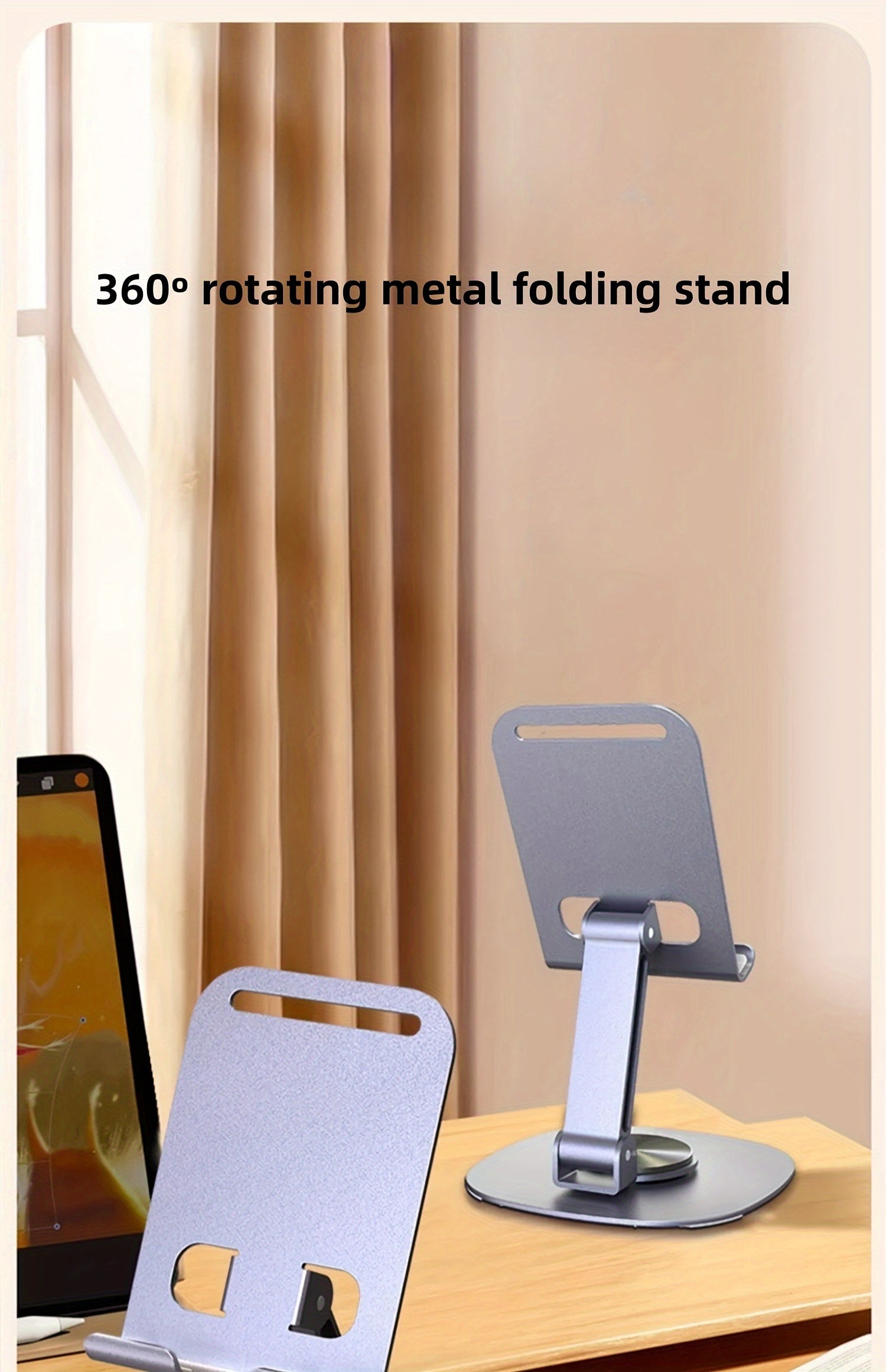 360-Degree Rotating Metal Phone Stand - Compact, Foldable & Portable Desktop Holder for All Smartphones and Tablets, Ideal Office Accessory - The Superior Findings Depot