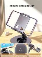 360-Degree Rotating Metal Phone Stand - Compact, Foldable & Portable Desktop Holder for All Smartphones and Tablets, Ideal Office Accessory - The Superior Findings Depot
