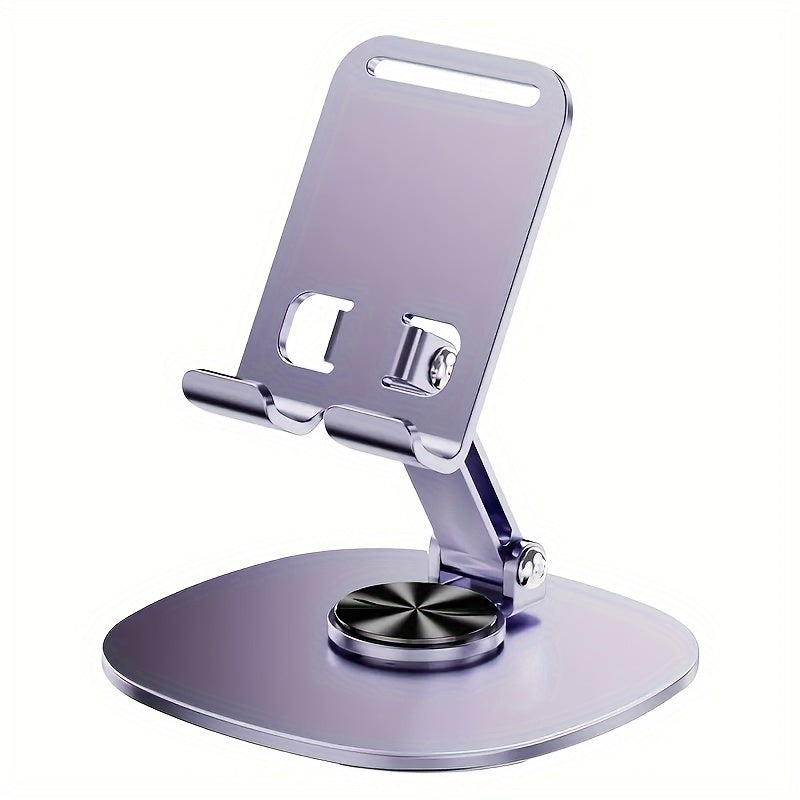 360-Degree Rotating Metal Phone Stand - Compact, Foldable & Portable Desktop Holder for All Smartphones and Tablets, Ideal Office Accessory - The Superior Findings Depot