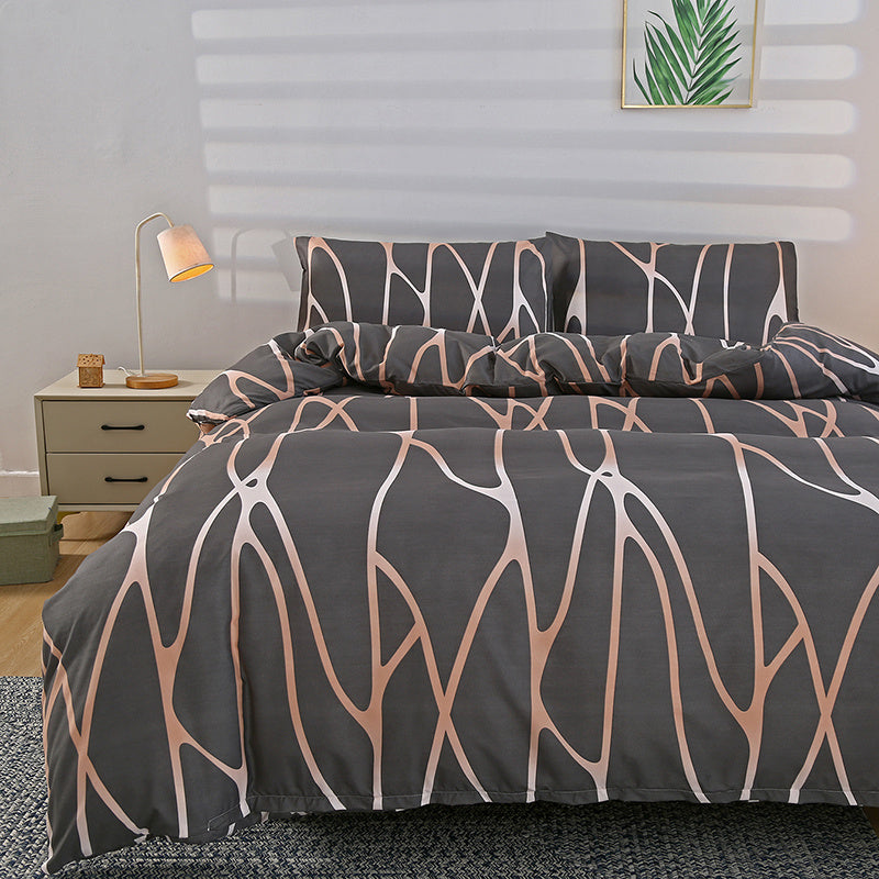 3pcs 100% Polyester Brushed Bedding Set, Floral Plant Print, Duvet Cover with 2 Pillowcases, Zipper Closure, Breathable, Machine Washable, Home Hotel Bedding Kit - The Superior Findings Depot