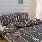 3pcs 100% Polyester Brushed Bedding Set, Floral Plant Print, Duvet Cover with 2 Pillowcases, Zipper Closure, Breathable, Machine Washable, Home Hotel Bedding Kit - The Superior Findings Depot