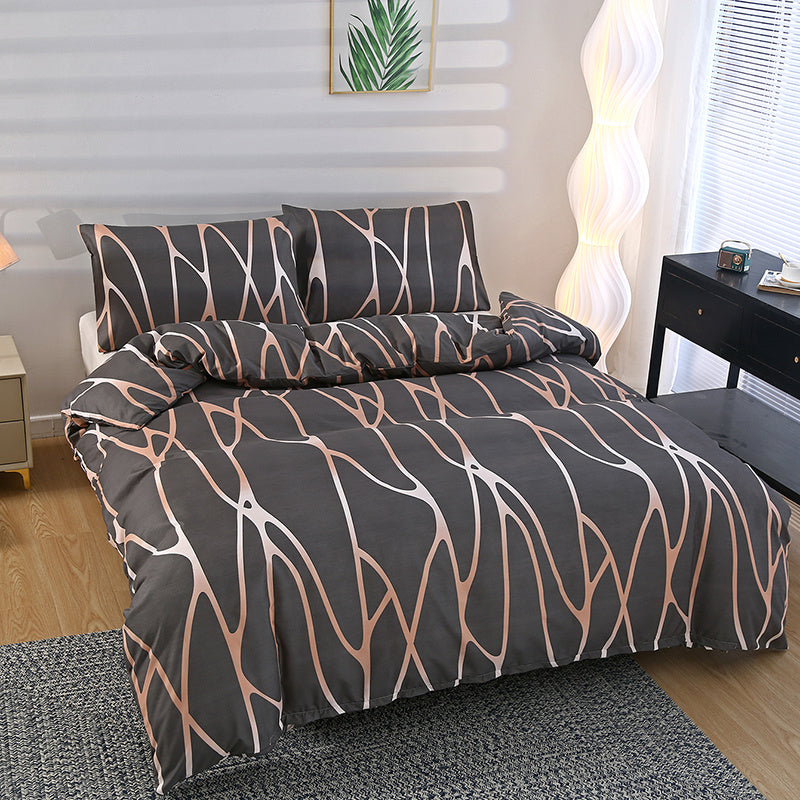 3pcs 100% Polyester Brushed Bedding Set, Floral Plant Print, Duvet Cover with 2 Pillowcases, Zipper Closure, Breathable, Machine Washable, Home Hotel Bedding Kit - The Superior Findings Depot