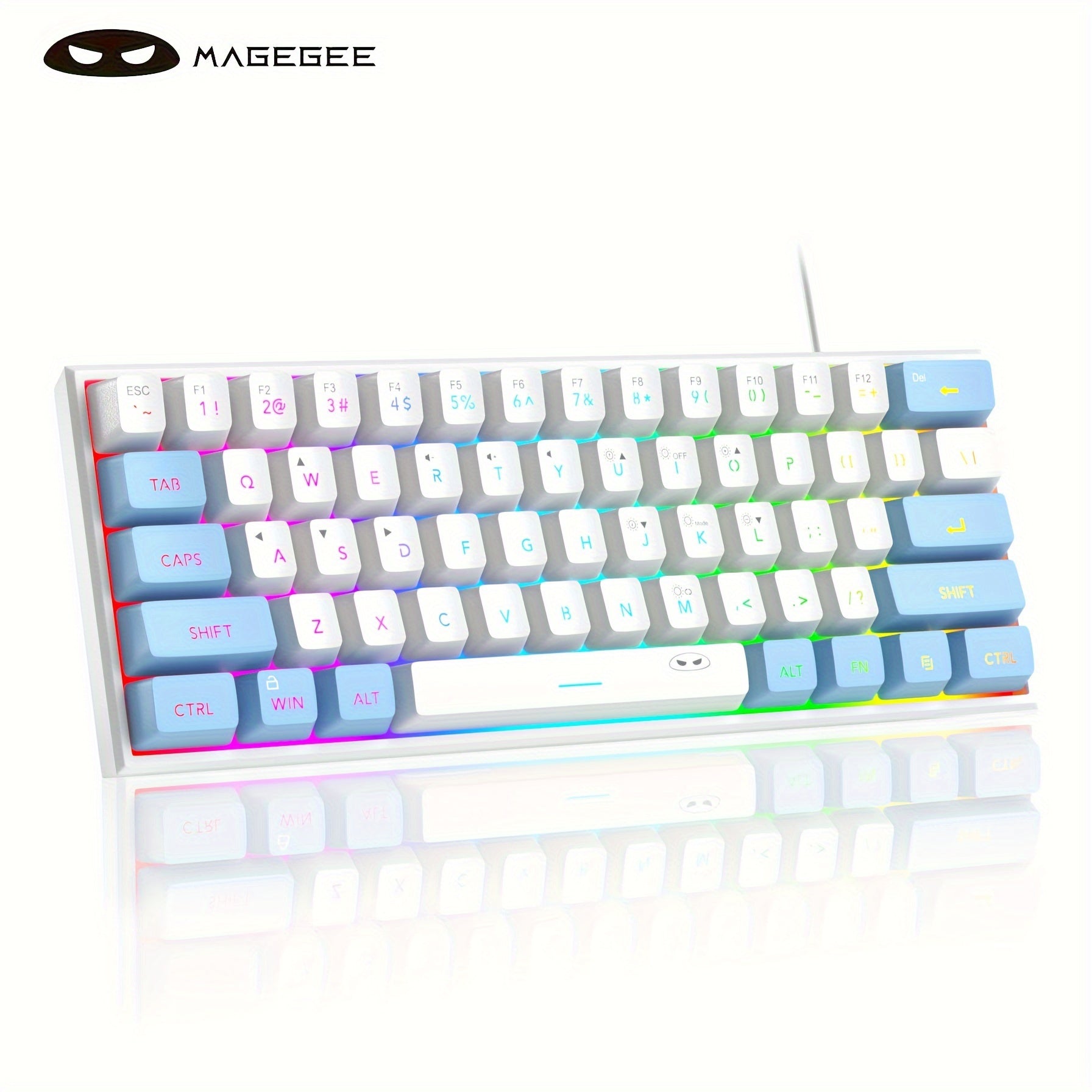 MageGee Mini 60% Gaming/Office Keyboard, Keycap Type Wired RGB Backlit Compact Computer Keyboard for Windows/Mac/Laptop, Laptop Accessory, Modern Keyboard, Sturdy Construction, Adjustable Lighting, Students - The Superior Findings Depot
