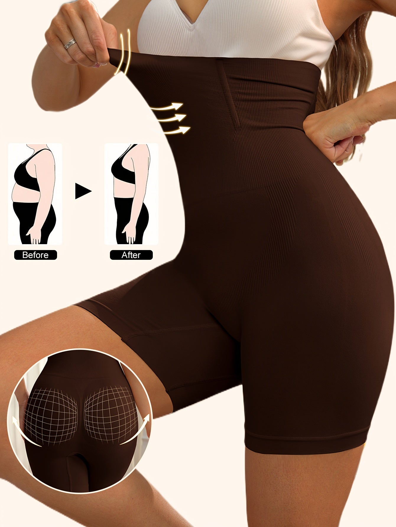 Tummy Control High Waist Sports Shorts, Waist Shaping Running Yoga Shorts, Women's Activewear Wide Waistband - The Superior Findings Depot