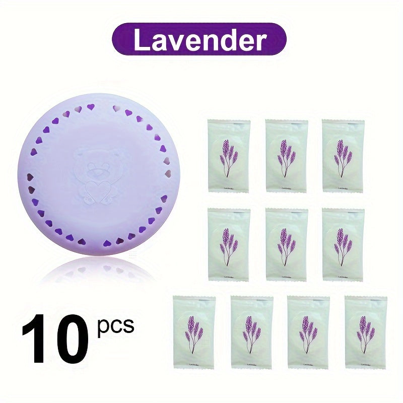 10pcs Long-Lasting Aromatherapy Air Freshener Refills with Extra Shells - Solid Deodorizer Tablets in Cherry Blossom, Rose & Lavender Scents for Home, Car, Bathroom, Bedroom, Wardrobe & Toilet Odor Elimination, Car Perfume Ai - The Superior Findings Depot