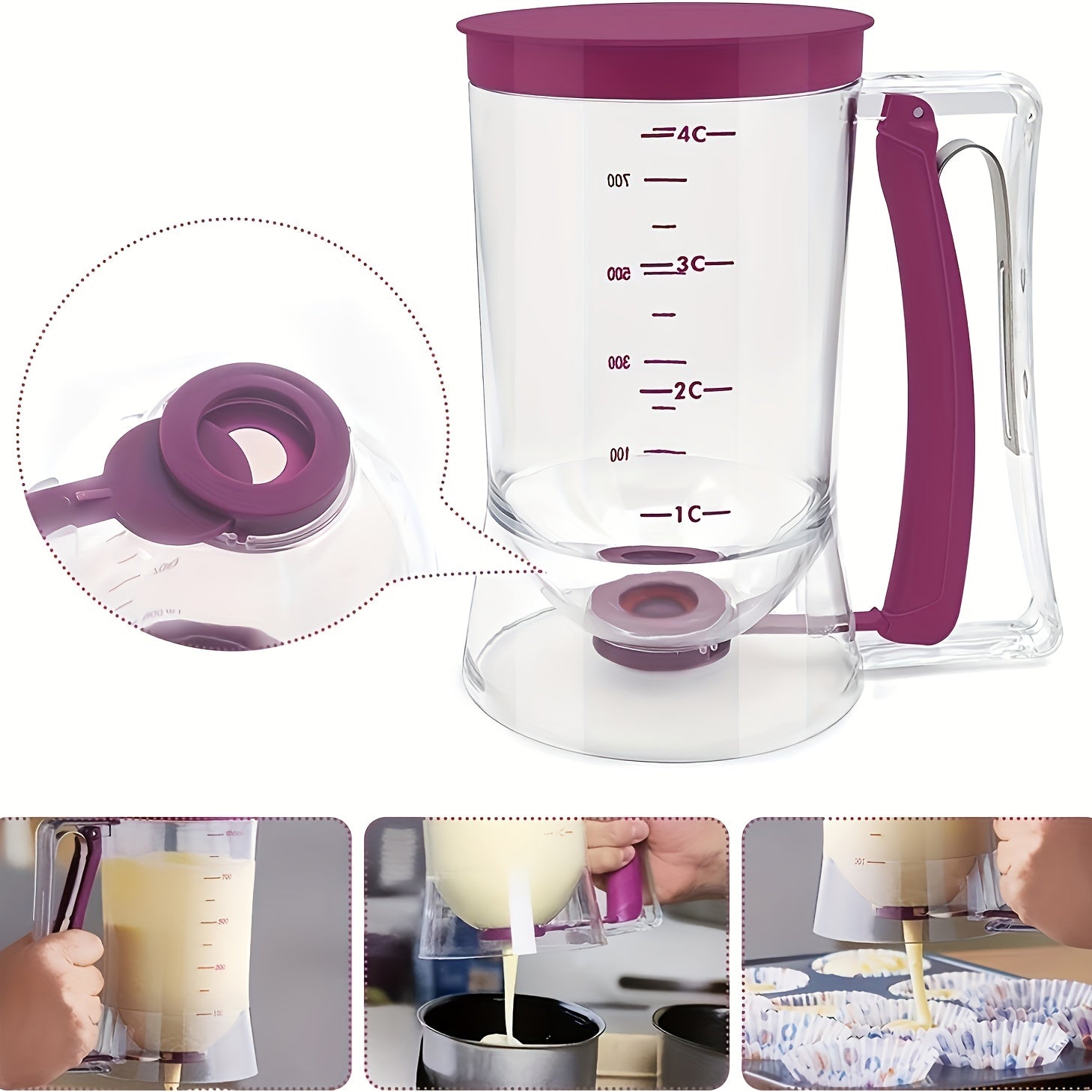 Accurate Cupcake Batter Dispenser Tool - Easy Mess-Free Measuring Funnel with Handheld Design for Perfect Baking Results - Essential Kitchen Gadget for Home Bakers - The Superior Findings Depot