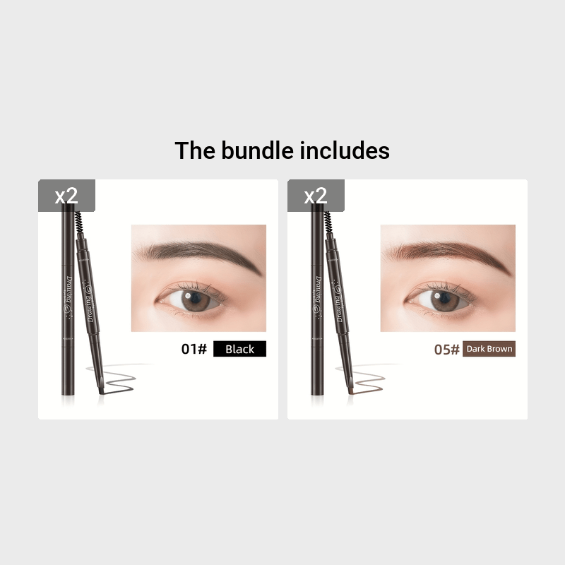 Waterproof 5 Colors Natural Makeup Double Heads Automatic Eyebrow Pencil Waterproof Long-lasting Easy Ware Eyebrow Pen With Eyebrow Brush - The Superior Findings Depot