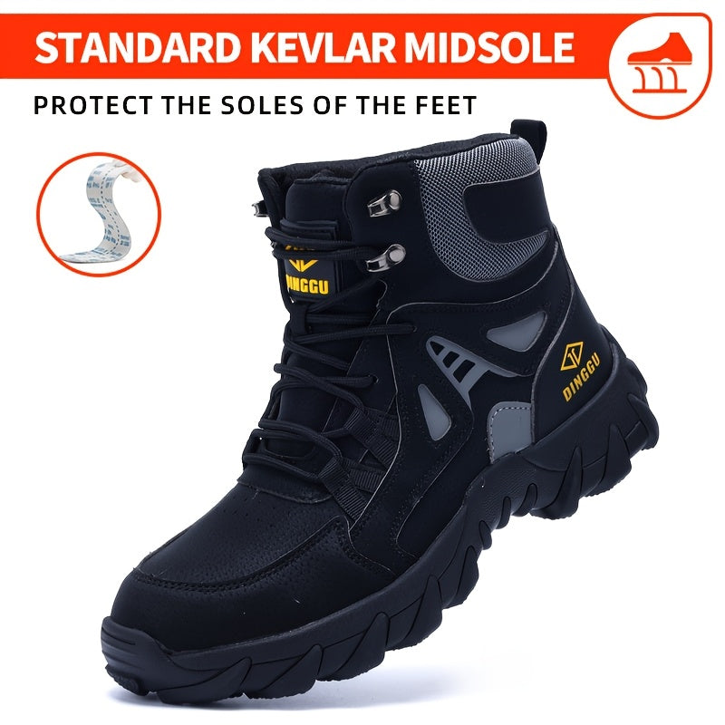 Men's Steel Toe Puncture-Proof Anti-Skid Work Boots with Kevlar-Reinforced Midsole & Breathable - Slip-Resistant Rubber Sole, All-Season Comfort for Industrial Construction & Outdoor Safety Shoes, Steel Toe Boots, Sleek Profe - The Superior Findings Depot
