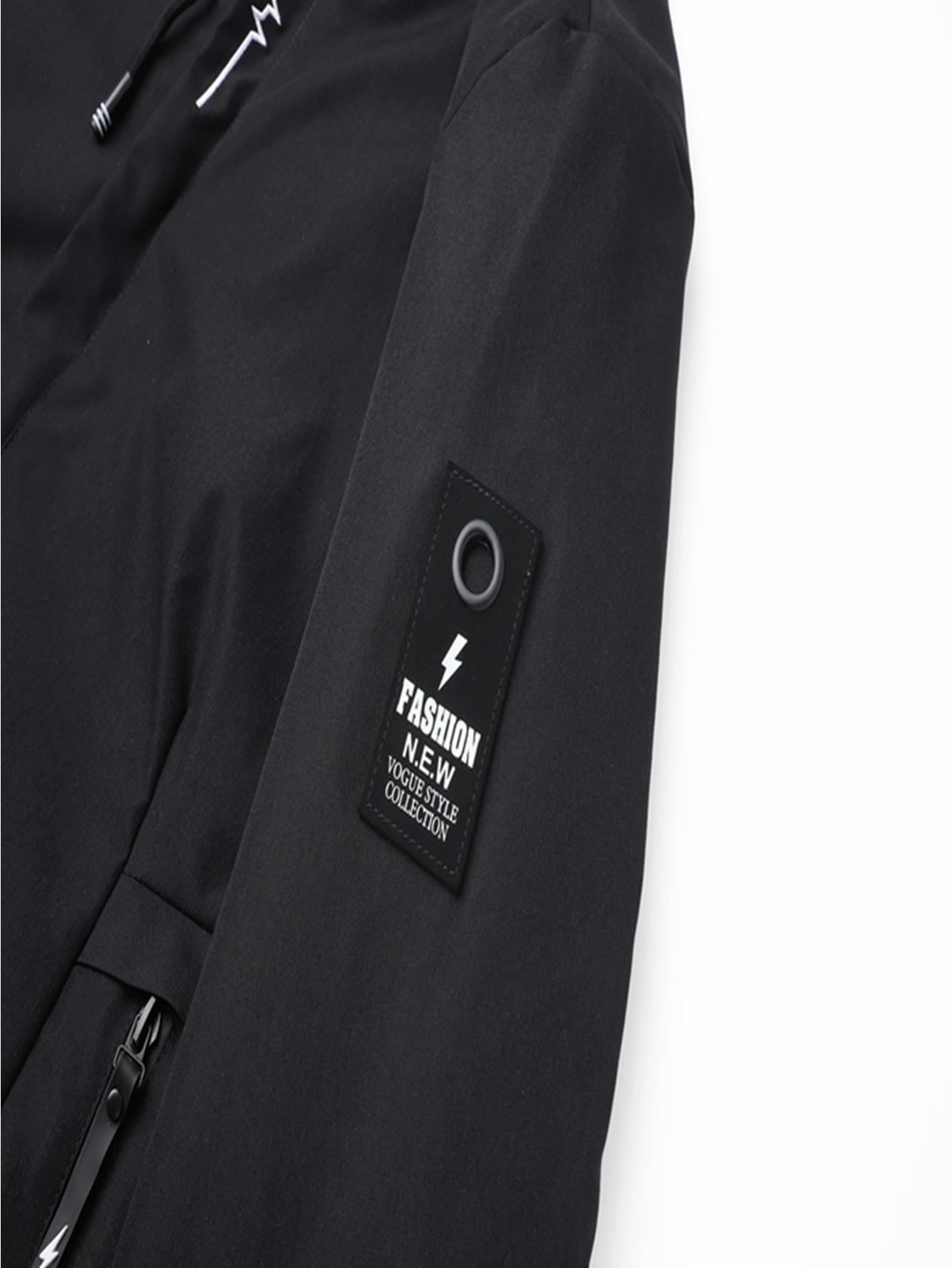 Men'S Black Hooded Windbreaker Jacket - Lightweight Motorcycle Coat with Zipper Closure, Front Pockets - All-Season Outerwear for Commuting, Travel, Sports - Machine Washable Non-Stretch Fabric - Urban Streetwear Jacket, Comm - The Superior Findings Depot