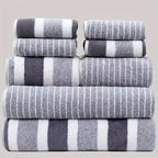 8pcs Coral Striped Towel Set/300 GSM Fabric/2 Large Bath Towels 27.56x55.12 Inches/2 Bath Towels 13.78x29.53 Inches/4 Washcloths 11.81x11.81 Inches/Ultra-Soft/Quick-Drying/Highly Absorbent/Ideal for Home/Hotel/Spa/Salon/Face - The Superior Findings Depot