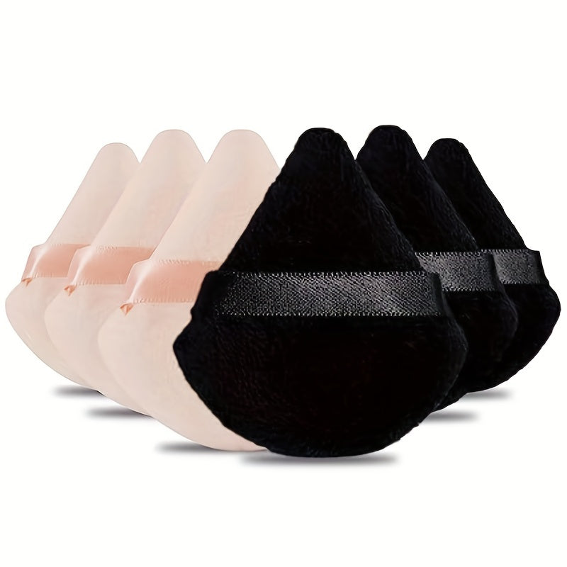 5pcs Soft Triangle Powder Puffs for Loose Powder, Mineral Powder, Body Powder, Velour Cosmetic Foundation Sponges - Nude and Black - Beauty Makeup Tools - The Superior Findings Depot