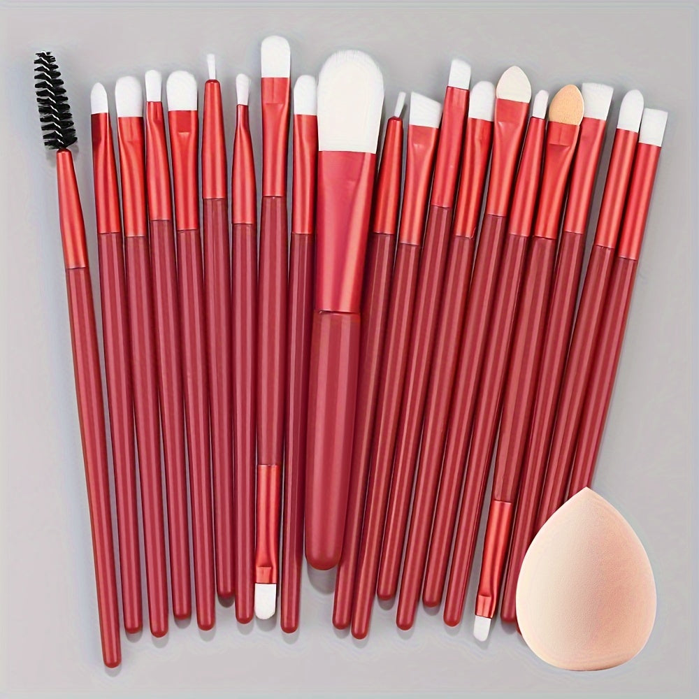 20-Piece Hypoallergenic Makeup Brush Set with Nylon Bristles - Luxe Palm Brushes for Foundation, Blush, Eye Shadow, Eyebrow, & Lip, All Skin Types, ABS Rod - Professional & Beginner Kit, Travel-Friendly - The Superior Findings Depot