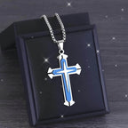 Stylish Cross Pendant Necklace - Cool Multi-Layered Design in 201 Stainless Steel Square Chain - Suitable for Women and Men's Daily Wear, Classic Jewelry Accessory for Outfits, Holidays, Valentine's Day, Mother's Day, Birthda - The Superior Findings Depot