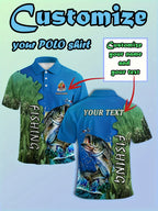 Custom Name/Text Men's Fishing Shirt - Personalized Full-Body Fish Print