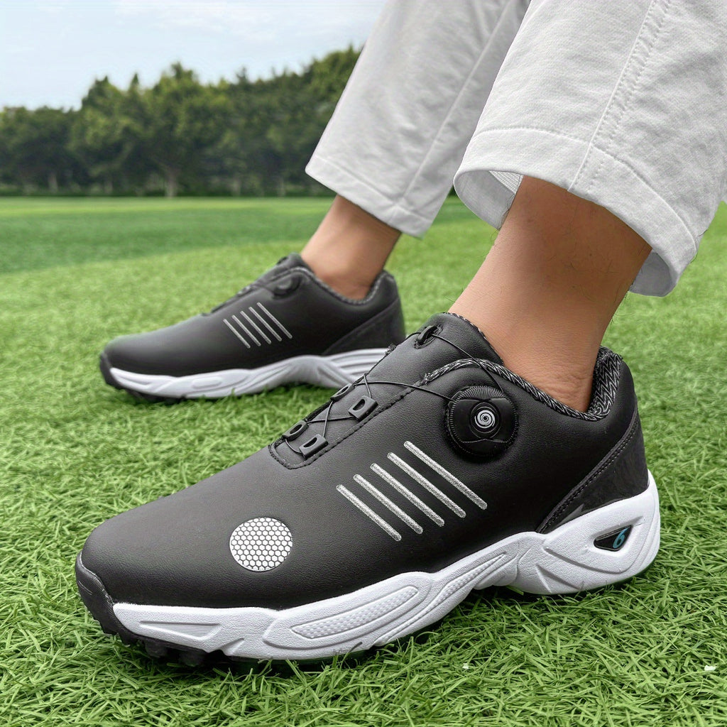 Men's Lightweight Golf Shoes with All-Day Traction - Breathable Synthetic & Rubber Sole for Grass Courses, Casual Wear & Outdoor Sports - White/Black Design, Casual Wear Shoes | Casual Athletic Design | Durable Rubber Sole, G
