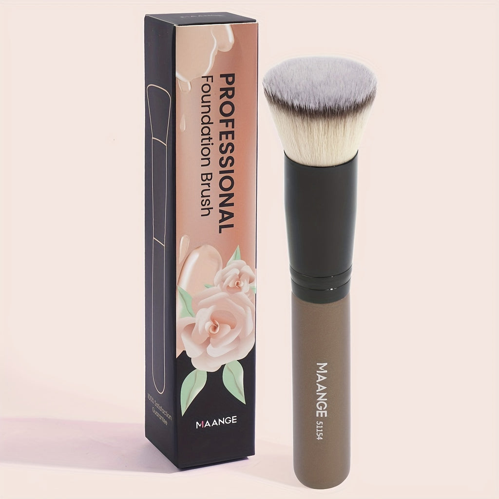 MAANGE Flawless Foundation Brush - Large Flat Top, Ultra-Soft Nylon Bristles for Seamless, Quick Application - Fragrance-Free, Ideal for All Skin Types - Black Handle, MAANGE - The Superior Findings Depot