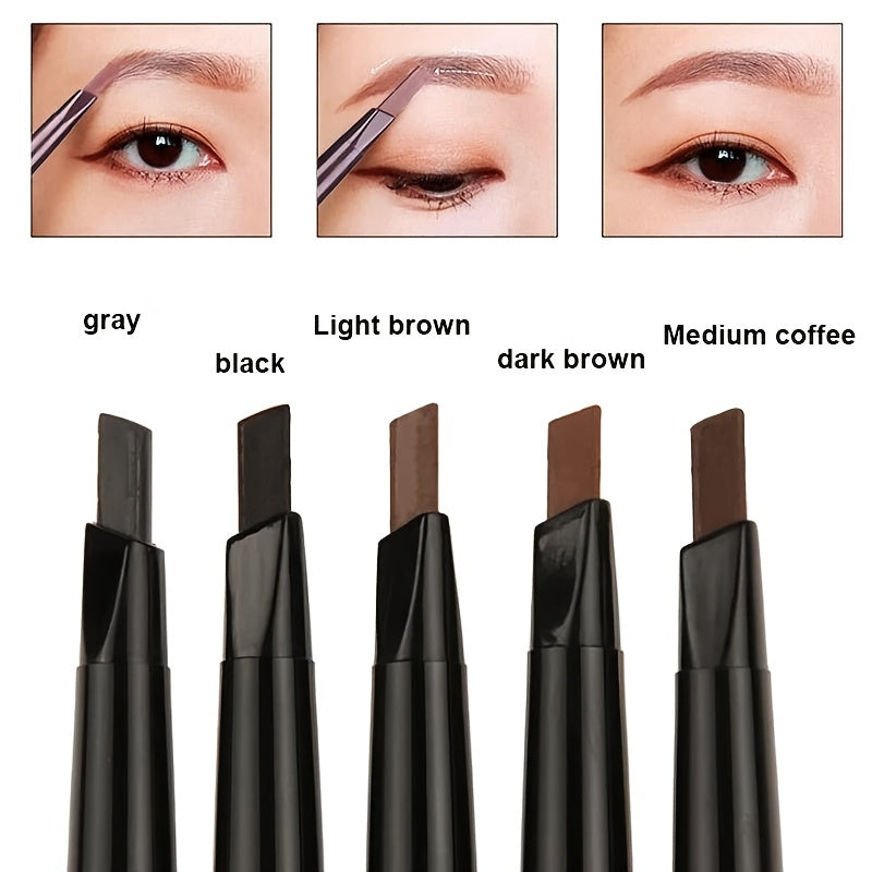 Waterproof 5 Colors Natural Makeup Double Heads Automatic Eyebrow Pencil Waterproof Long-lasting Easy Ware Eyebrow Pen With Eyebrow Brush - The Superior Findings Depot