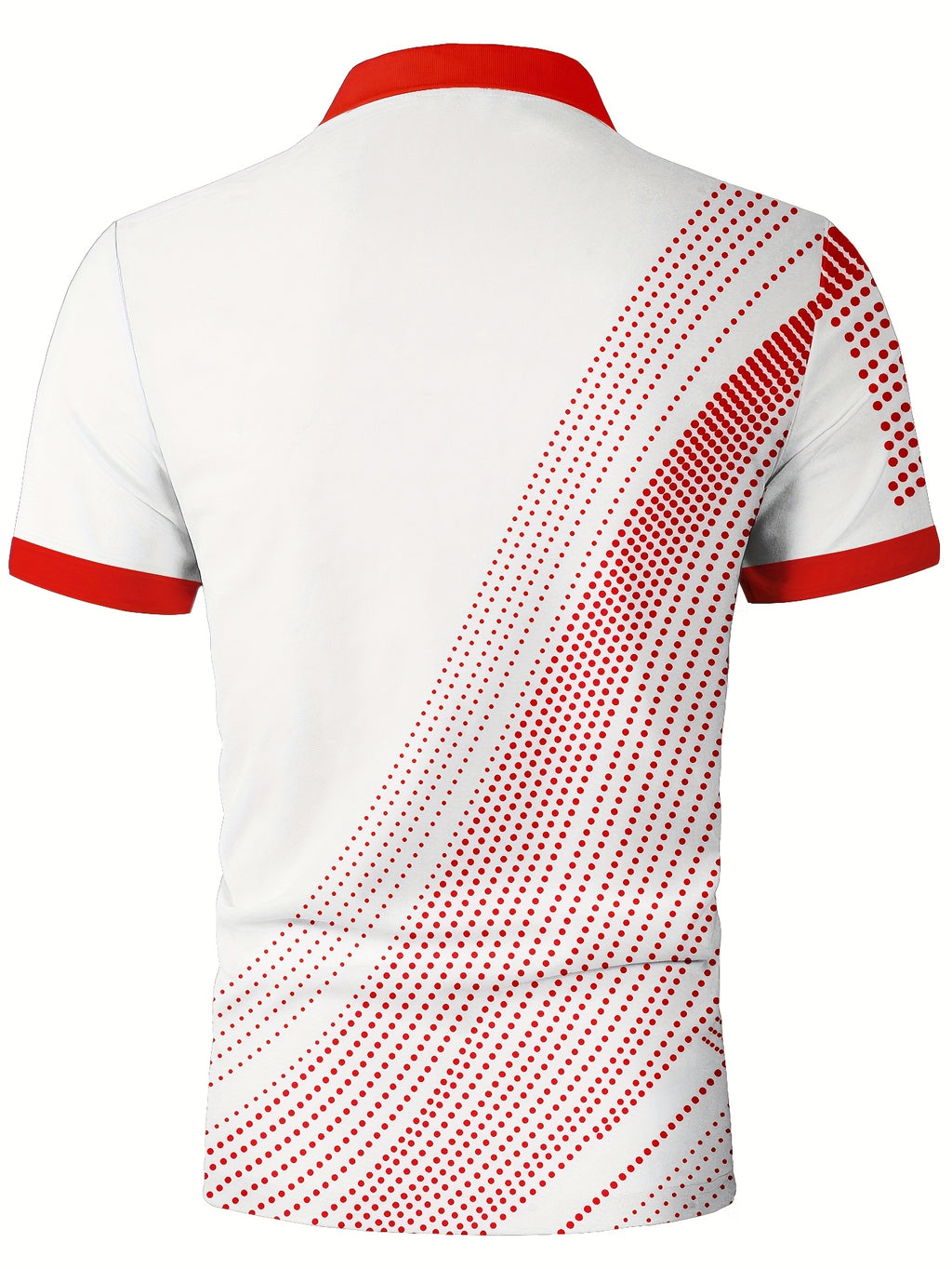 Men'S Classic White & Blue Polo Shirt with 3D Golf Ball Print - Breathable Summer Casual Wear, Regular Fit, Button-Up Collar, Lightweight Fabric for Golf, Park & Casual Attire, Golf Shirt, Park Attire, Sporty Style, Comfortab